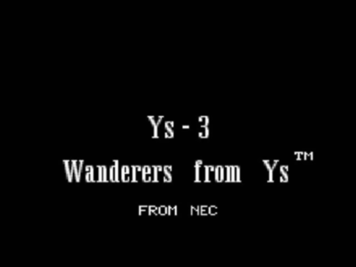 Ys III Wanderers from Ys title screen for TurboGrafx CD